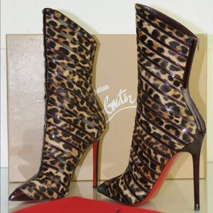 Christian Louboutin Gouzimine Rouge Met 120mm Leopard Pony Hair Boot